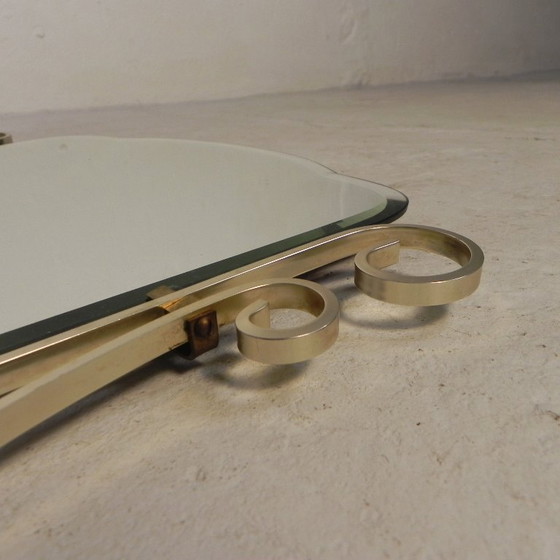 Image 1 of Vintage geslepen spiegel in aluminium frame, jaren 50