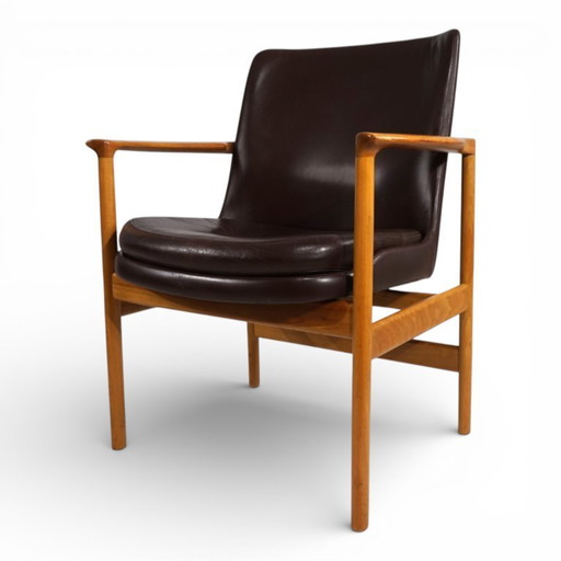 Poltrona Fröscher in pelle di Ib Kofod-Larsen, 1960