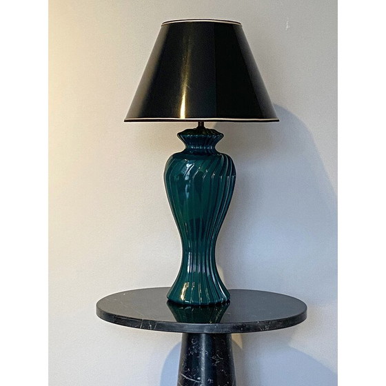 Image 1 of Vintage green lacquered porcelain table lamp, Italy 1970s