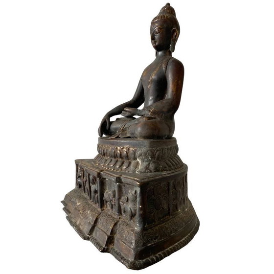 Antiker Himalaya Bronze Buddha – ca. 500 Jahre alt – Westtibetische / Mustang Tradition – Bildhauerei (photo 2 of 23)
