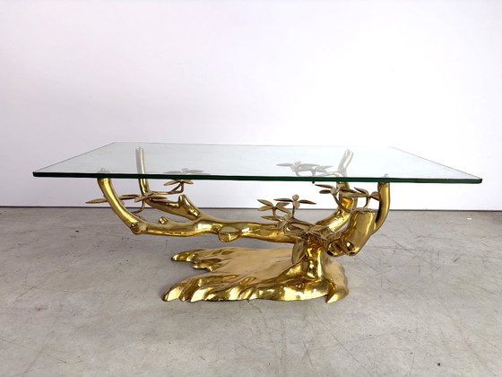 Tavolino da caffè Willy Daro Bonsai, ottone, anni '70, Tavolini da caffè, Vetro, Dorato, Mid Century Modern (foto 11 di 12)