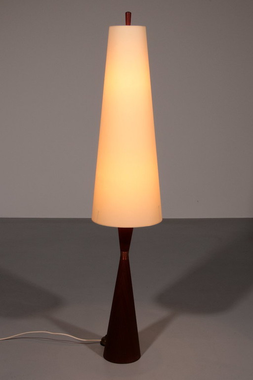 Teak Floor Lamp with Fabric Shade from Parker Knoll, 1960s