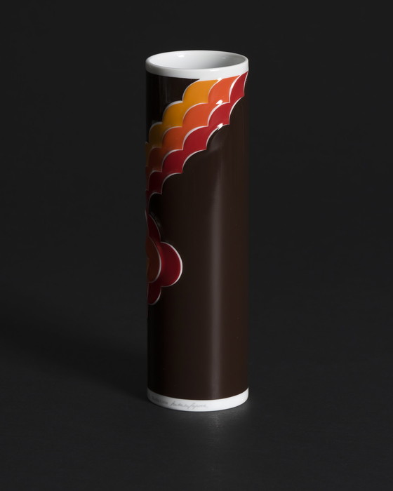 Image 1 of Curated ROSENTHAL & FÜRSTENBERG Vase Duo Geometric Relief & Pattern 70s Retro