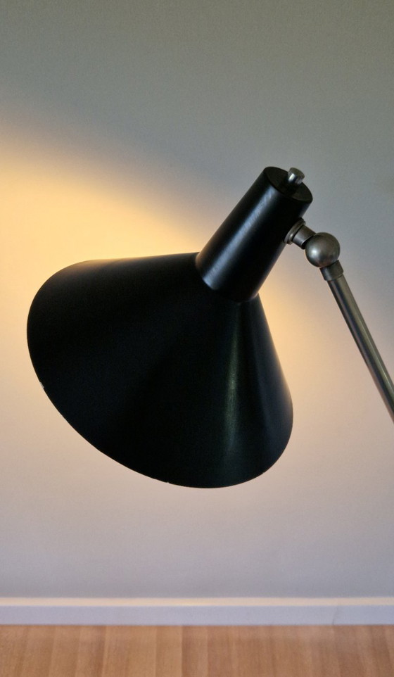 Image 1 of Vintage Stilnovo style floor lamp, black metal, Italian design, 1960s