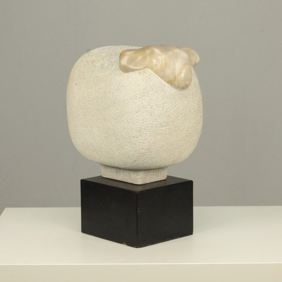 Image 1 of "Sheep" - sculpted marble figure by Fanny Baan, 1995