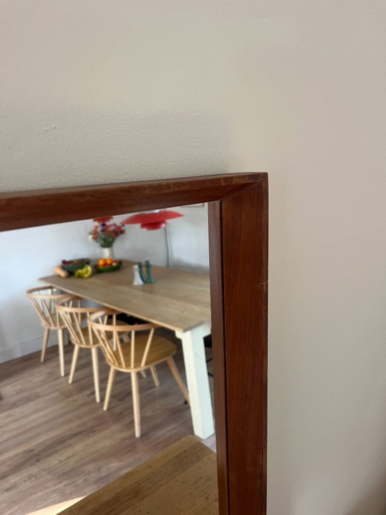 Image 1 of Vintage Danish teak mirror with mitered edges