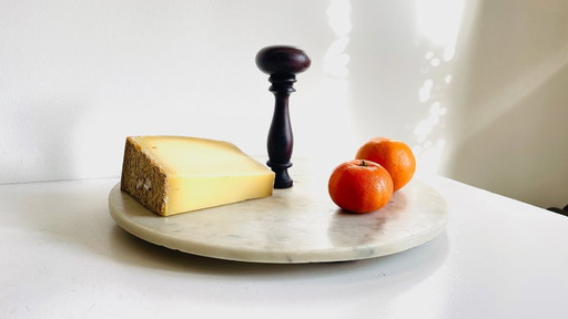 Vintage Käsebrett aus Marmor und Holz