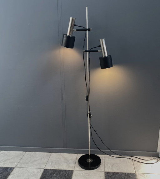Doppelschirmige Stehleuchte aus Metall von J. Hoogervorst für Anvia Niederlande – vloerlampen, Chrome