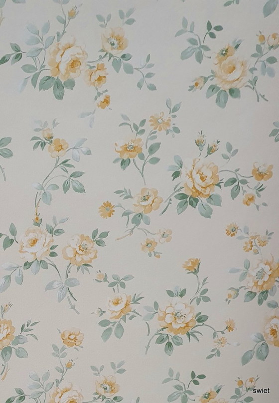 12507 Crème Behang Met Gele Roosjes In Brocante Sfeer – swiet vintage wallpapers, Wanddecoratie, Paper (photo 3 of 5)
