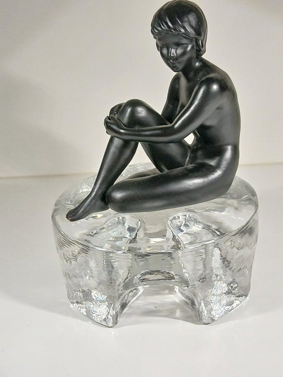 Image 1 of (W017) Porte-bougie chauffe-plat/chauffe-plat/rechaud/pied en verre massif Georgshutte
