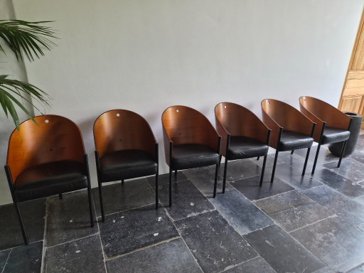 6 sedie da pranzo Costes Philippe Starck – eetkamerstoelen, Leather, Metal (photo 2 of 12)