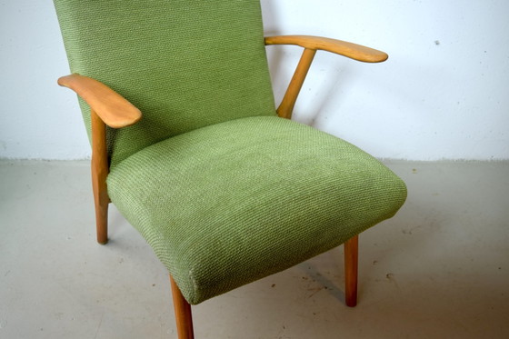 Mid Century Easychair Vintage Armchair Green Chair – Wood, Textile, Mid Century Modern (photo 4 of 7)