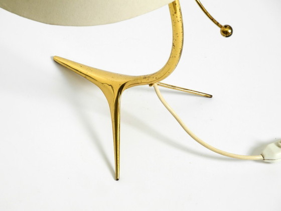 Image 1 of Beautiful large mid-century modern brass crow's foot table lamp by Kalmar Austria