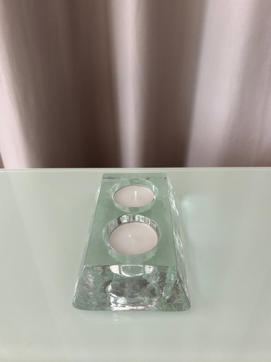 Portacandele doppio in vetro spesso vintage – Vetro trasparente scultoreo – Regali, Glass (photo 3 of 9)
