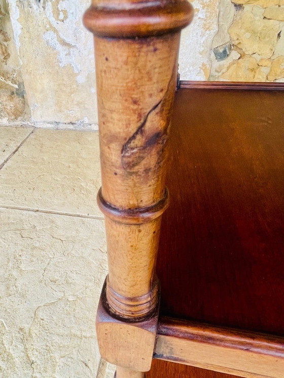 Image 1 of Three-Tiered, Walnut Turned Wood, Faux Bamboo, Side Table, 1930s