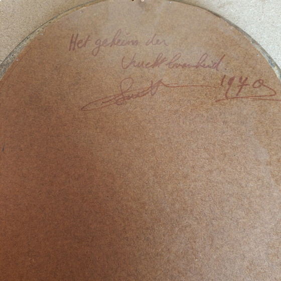 Image 1 of Luc Heirbaut – “The Secret of Fertility” (1970)
Original oil on panel – double signed – surrealist period