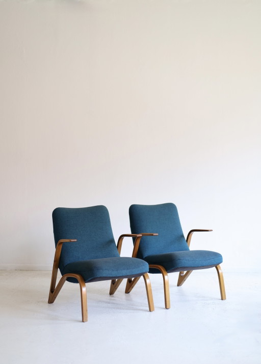 Juego de 2 sillones vintage de Paul Bode, década de 1950. – fauteuils, Wood, Textile