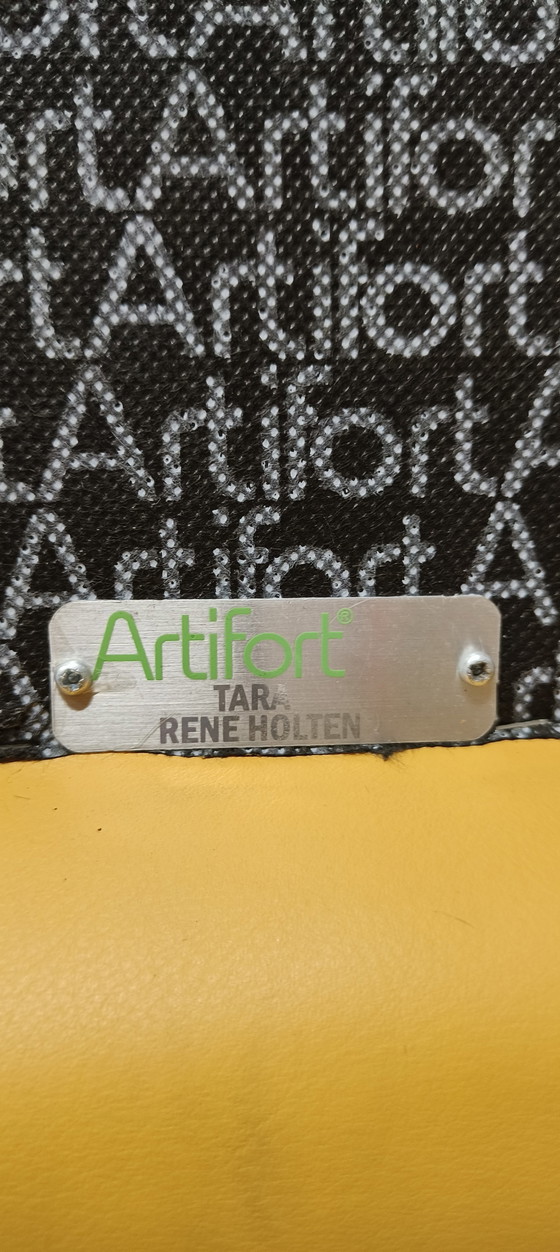 Image 1 of 2 rare yellow leather Rene Holten "Tara" chairs for Artifort, 1980s design vintage
