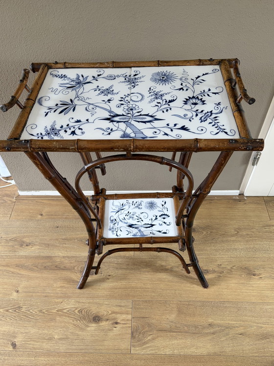 Image 1 of Victoriaanse Faux bamboo theetafel of plantenstandaard