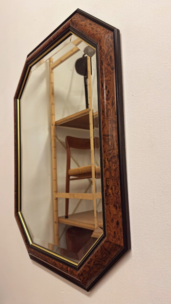 Image 1 of Espejo antiguo con marco de madera de raíz