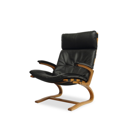 Rybo Rykken & Co. Kengu Armchair Leather Black Vintage Chair