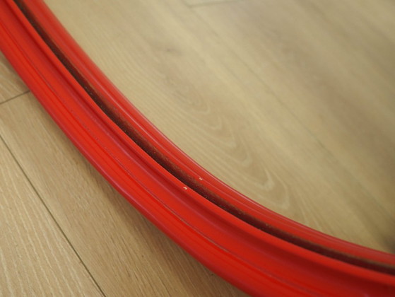 Image 1 of Miroir à cadre rouge, design danois, années 1970, fabriqué au Danemark