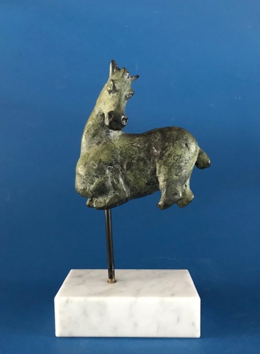Bronze horse on a pedestal by Evert den Hartog