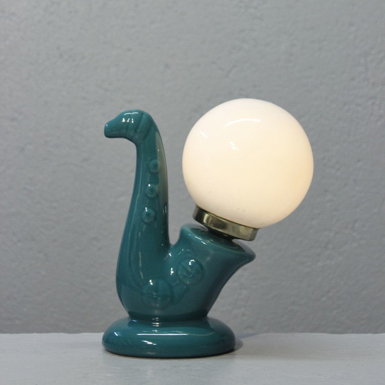 Image 1 of Vintage Saxophone Lamp Ceramic & Opaline Design 1980S