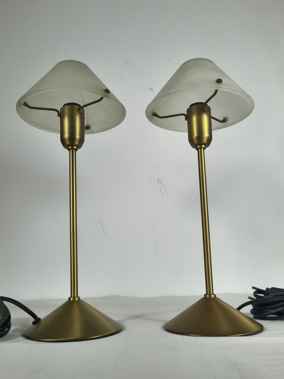 Image 1 of 2 Minimalist table lamps with alabaster glass