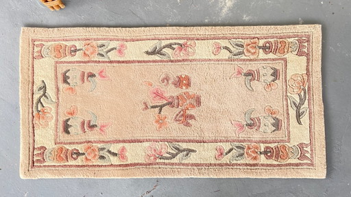 Vintage-Teppich aus China, beige-rosa Farbtöne