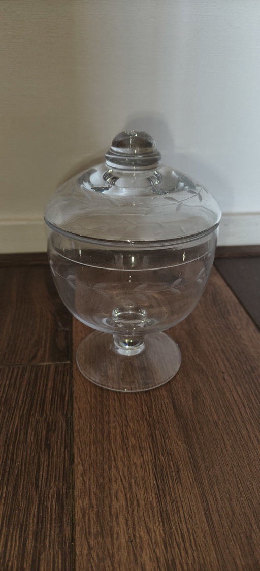 Bonbonnières vintage en verre sur pieds – Lot de 2 – glaskunst, Glass (photo 2 of 5)