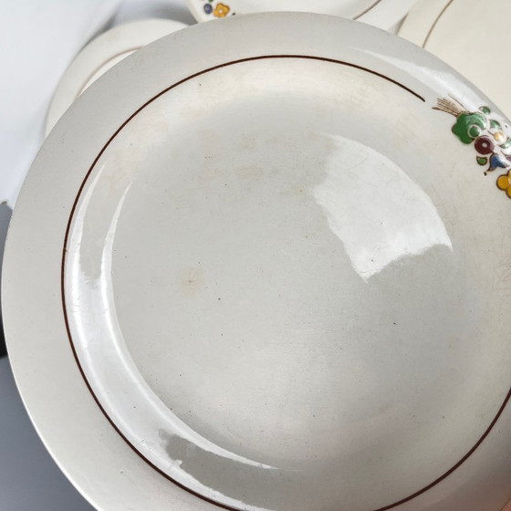 Image 1 of Set di 10 piatti da portata Longwy, XX secolo, decoro floreale