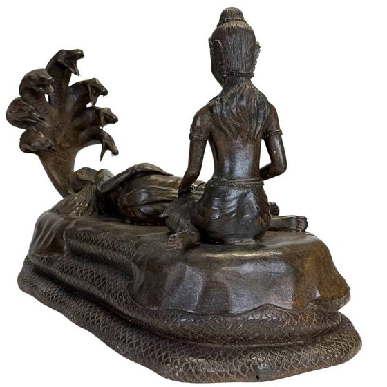 Zware Khmer Vishnu Beeld (12.2 kg) – Beeldhouwkunst, Brass (photo 4 of 19)