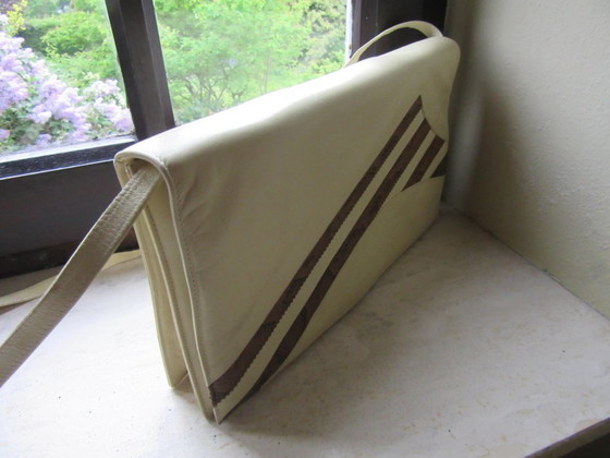 Image 1 of Vintage leren schoudertas/clutch, gemaakt in Italië (gesigneerd Ferdinand)