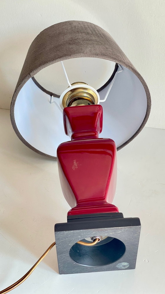 Image 1 of Lampe Chic Céramique Et Velours Vintage