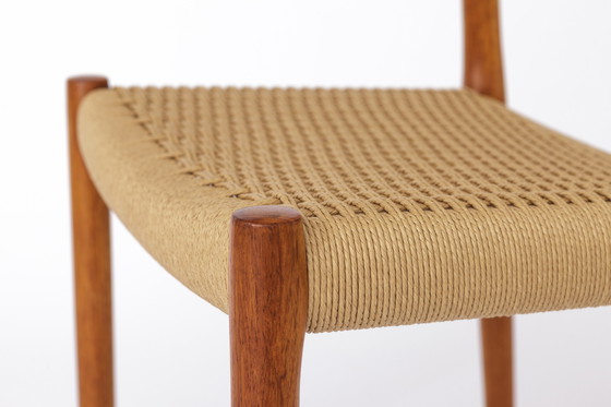 Image 1 of Set di 6 sedie da pranzo in teak Niels Otto Moller, modello 84, 1976 – Sedili in corda rinnovati, marchio del produttore, spediz