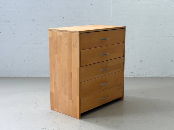 Solid Wood Chest of Drawers – 5 Drawers, Beech Look (photo 9 of 14)