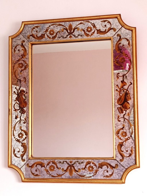Miroir en verre églomisé