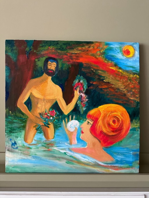 Andre Castinel painting on canvas