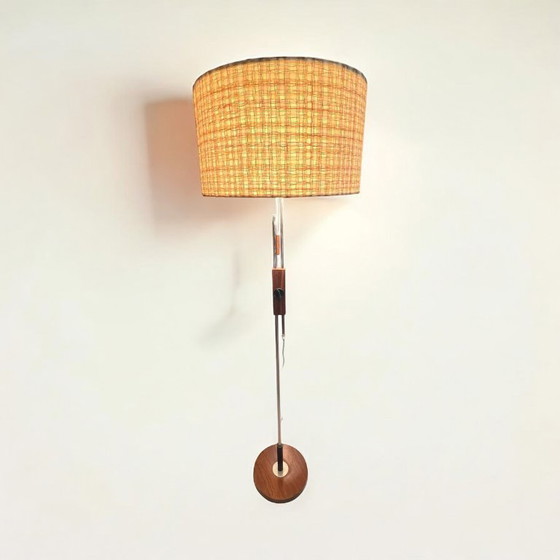 Image 1 of Temde vintage 60s floor lamp/floor lamp height-adjustable with ceiling washlight made of teak and chrome-plated metal