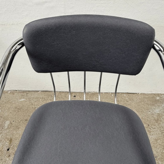 Image 1 of 4x vintage buisframe sledestoel - Italiaans design, chroom