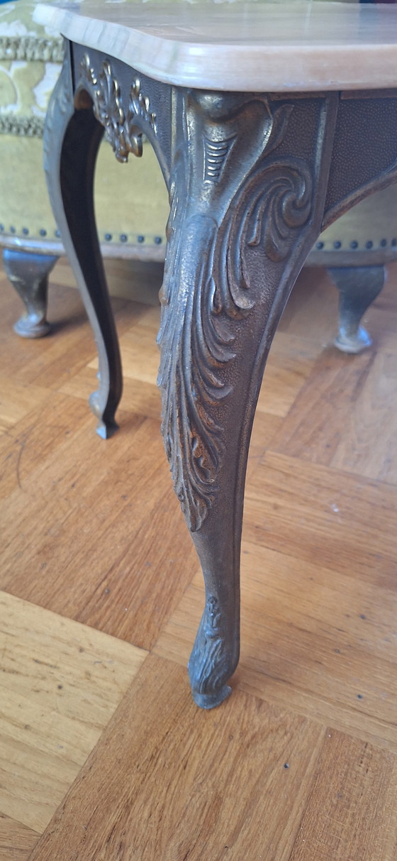 Image 1 of Hollywood Regency coffee table marble brass