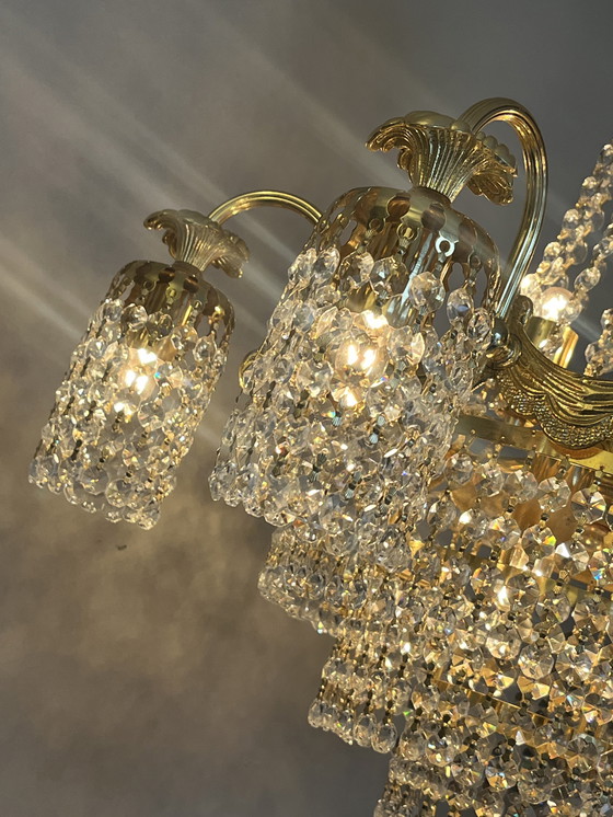 Image 1 of Grande lampadario in cristallo SWAROVSKI foglia oro