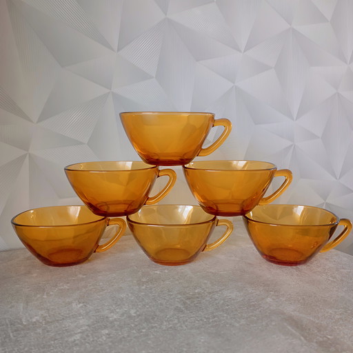 Set of 6 Vintage Amber VERECO Coffee Cups