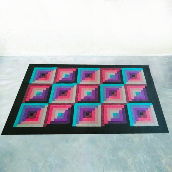 Image 1 of 1980s Gorgeous Geometric Italian Woolen Rug by Missoni for T&J Vestor