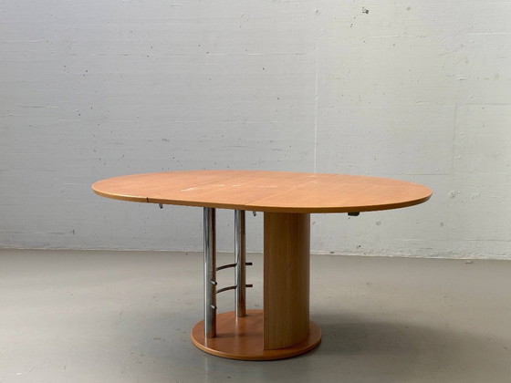 Tavolo da pranzo vintage allungabile, legno e cromo, anni '80 – Tavoli da pranzo, Wood (photo 10 of 15)