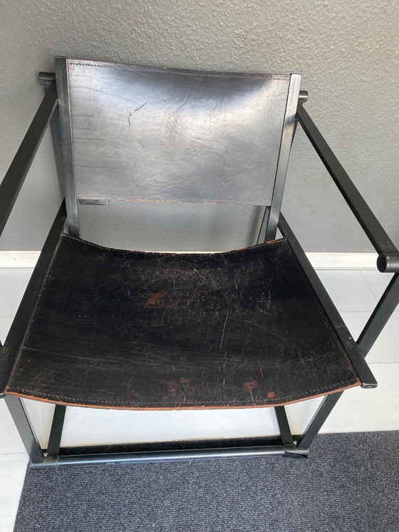 Juego de dos Sillones, Original Pastoe FM60 Cube Chair, Metal, Cuero, Negro, Modern (foto 4 de 5)
