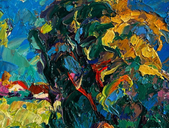 Image 1 of Original Oil Painting Summer Village Landscape After the rain freshness