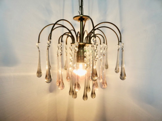 Image 1 of Lustre à Pampilles "Goutte d'Eau" en Verre de Murano, Italy