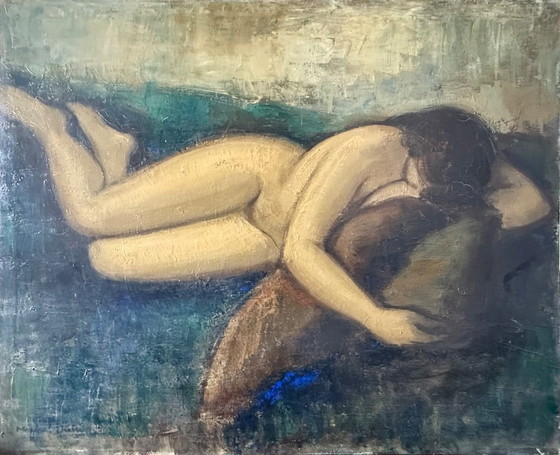 Antique painting, oil on canvas, signed Michel DUTRIEU (1910-1993) – Art, Wood (photo 7 of 15)